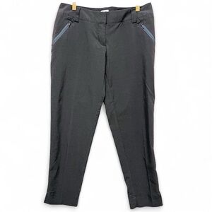 Adidas Pants Womens charcoal Gray Chino Lightweight Casual Zip Pocket, sz 6